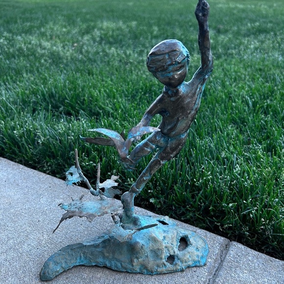 Malcom Moran Boy with Birds Bronze Tabletop Sculpture - Mid-Century MCM - Picture 10 of 10